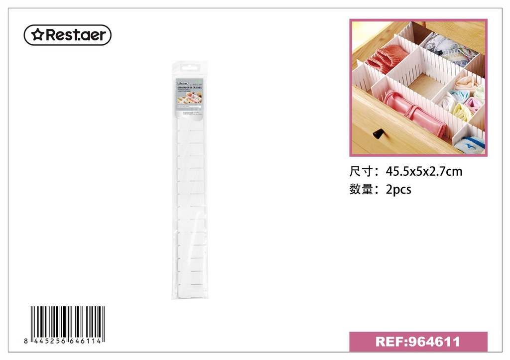 Separador de cajones 3 piezas 43.5x5x2.7cm - Almacenamiento en el hogar