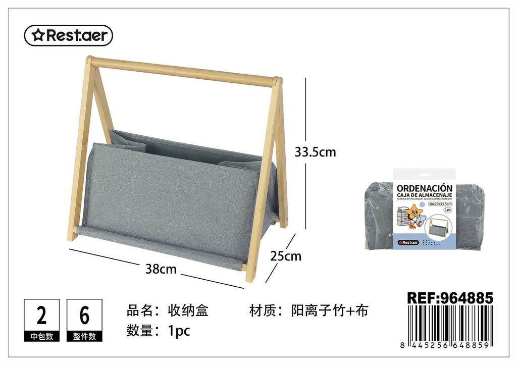 Caja de bambú con tapa 38*25*33.5cm para almacenamiento y organización