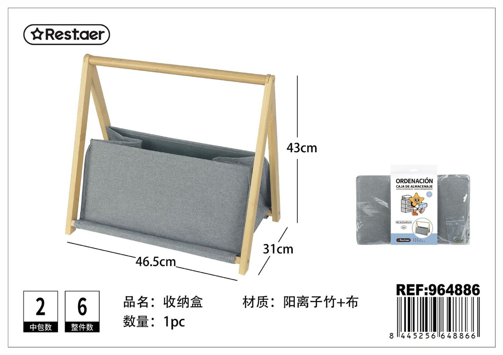Caja de bambú con tapa 46.5x31.43 cm - Almacenamiento y organización del hogar