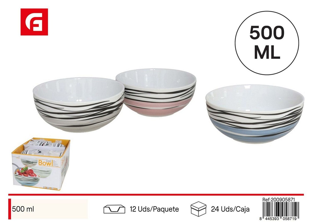 Bowl de porcelana Dali 14cm 3 surtidos para cocina