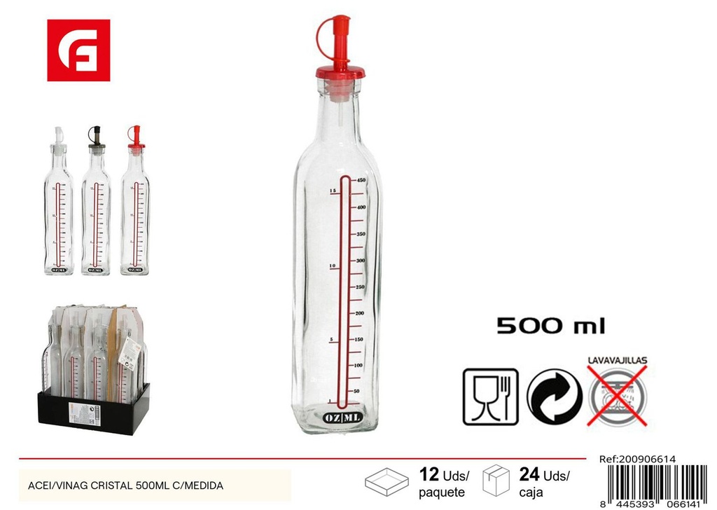 ACEI/VINAG cristal 500ml con medida para aceites y vinagres