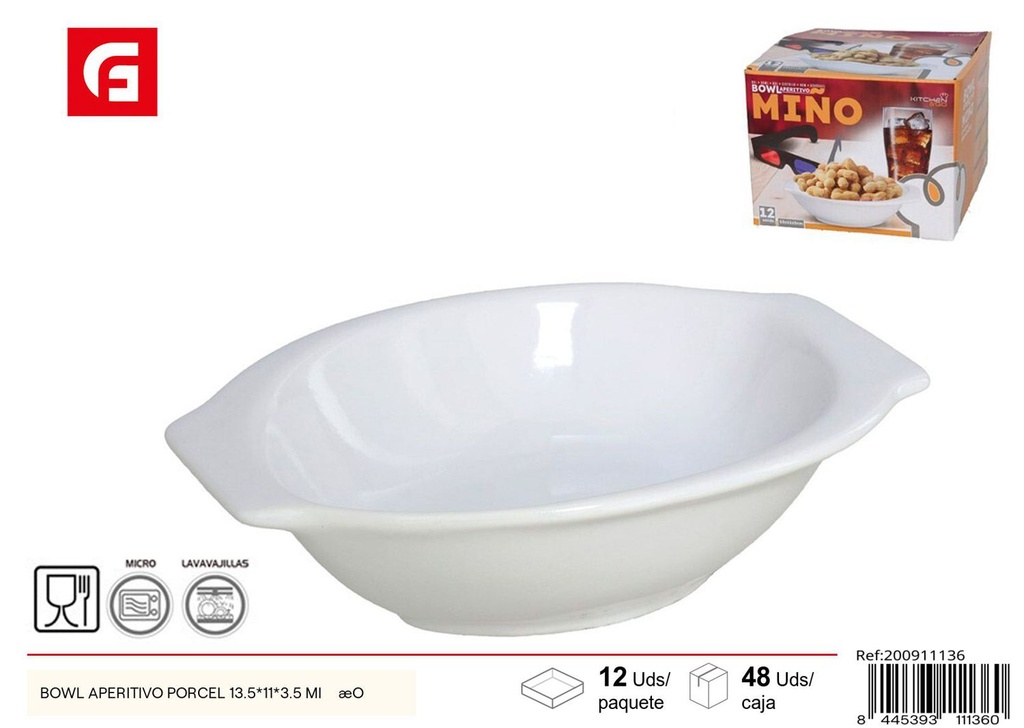 Bowl aperitivo de porcelana 13.5x11x3.5 cm para cocina