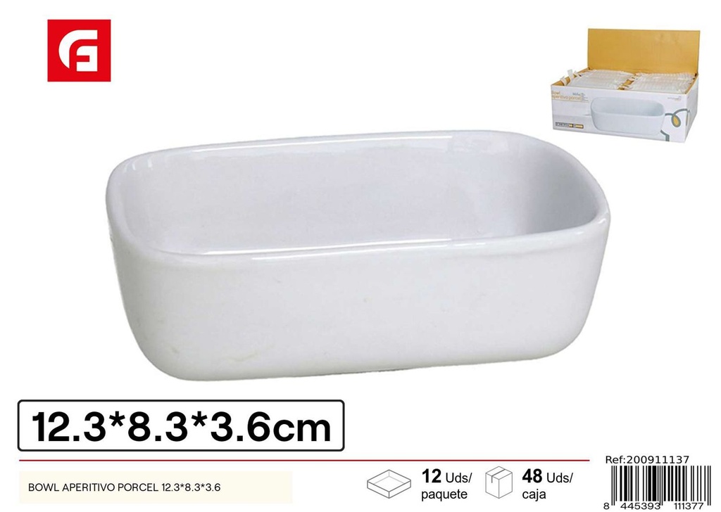 Bowl de aperitivo de porcelana 12.3x8.3x3.6cm