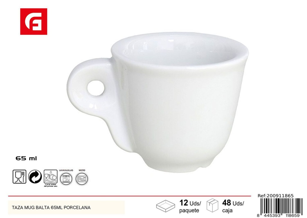 Taza de porcelana 65ml para bebidas