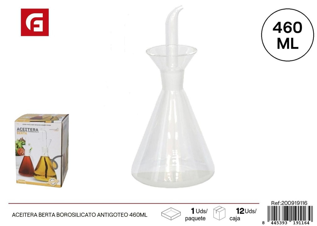 Aceitera Berta de borosilicato 460 ml - Utensilios de cocina