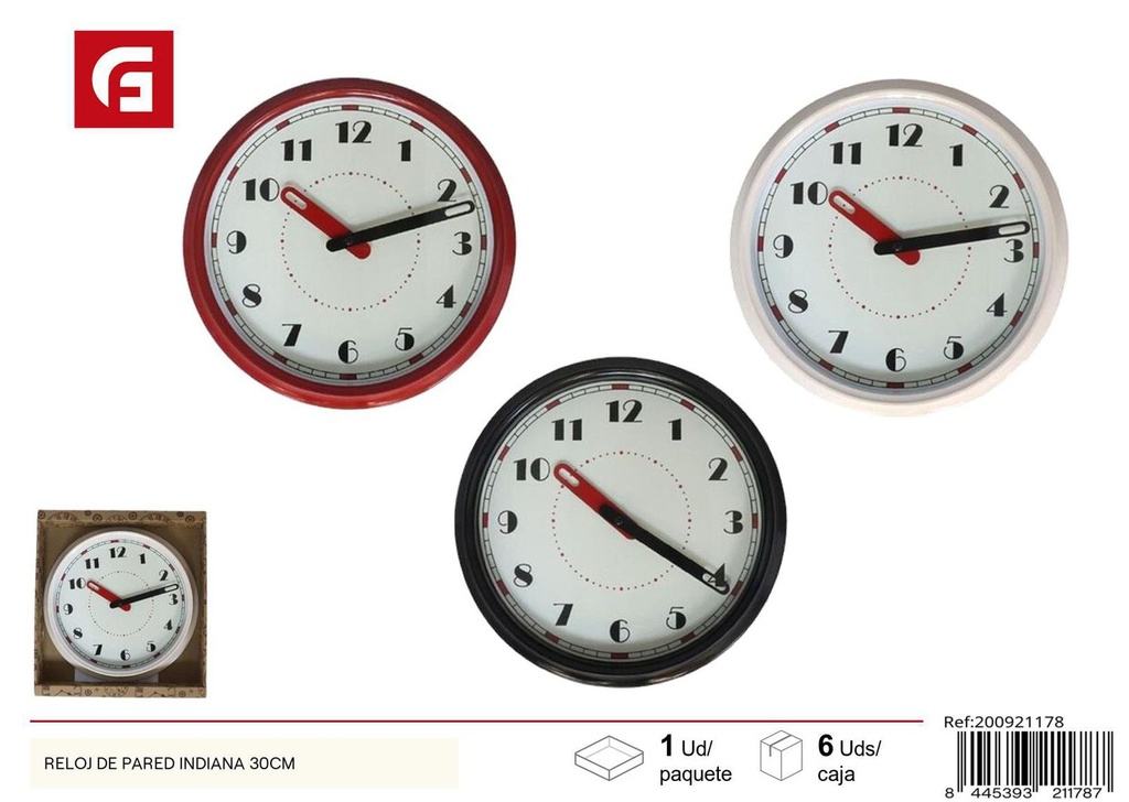 Reloj de pared Indiana 30cm