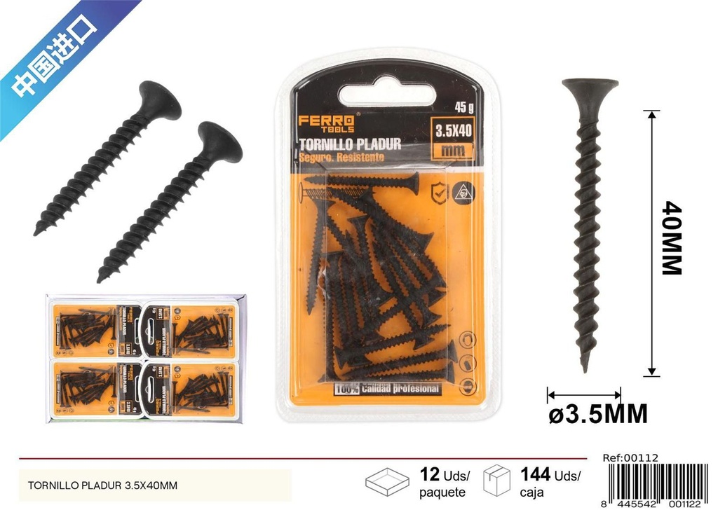 Tornillo pladur negro 3.5*40 mm - Herrajes y accesorios