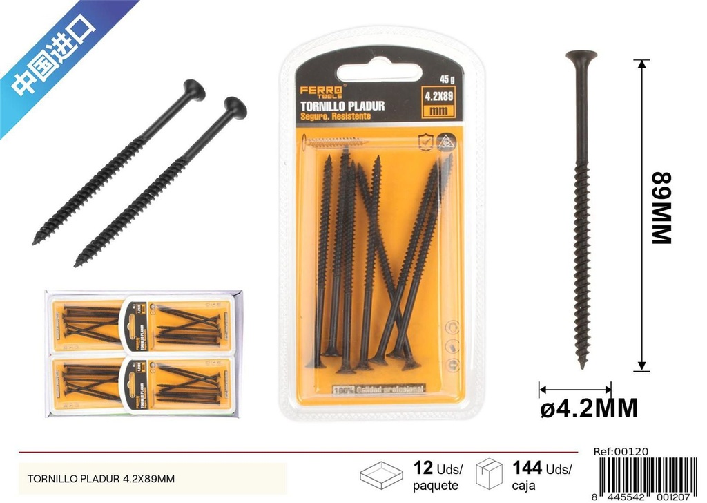 Tornillo pladur negro 4.2x89 mm - Herrajes y accesorios