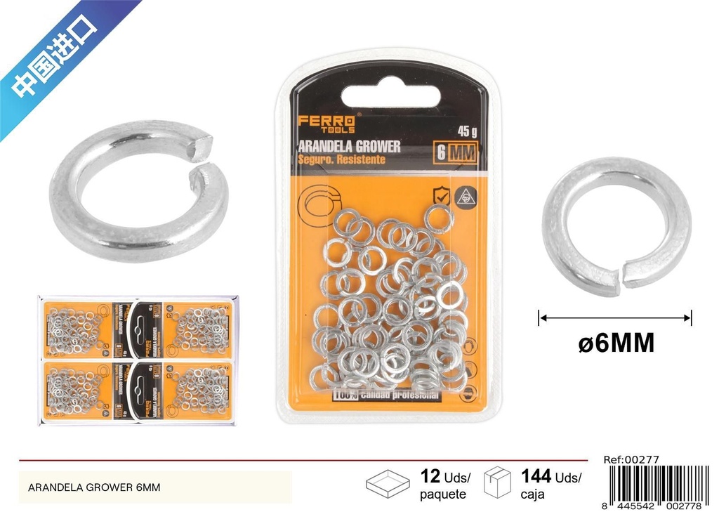 Arandela Grower 6 mm - Herrajes y accesorios