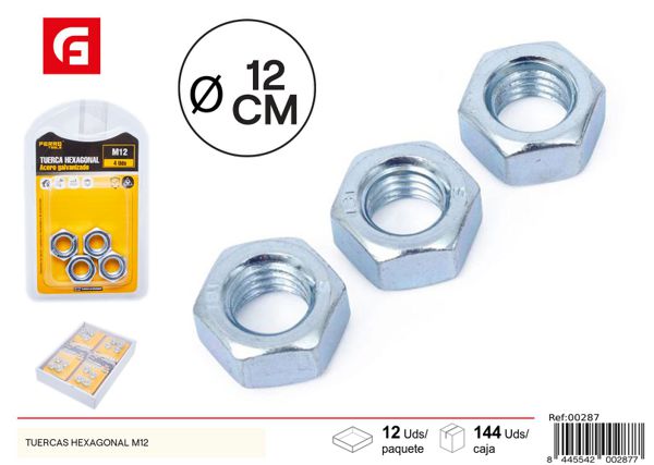 Tuerca hexagonal 12mm para ferretería