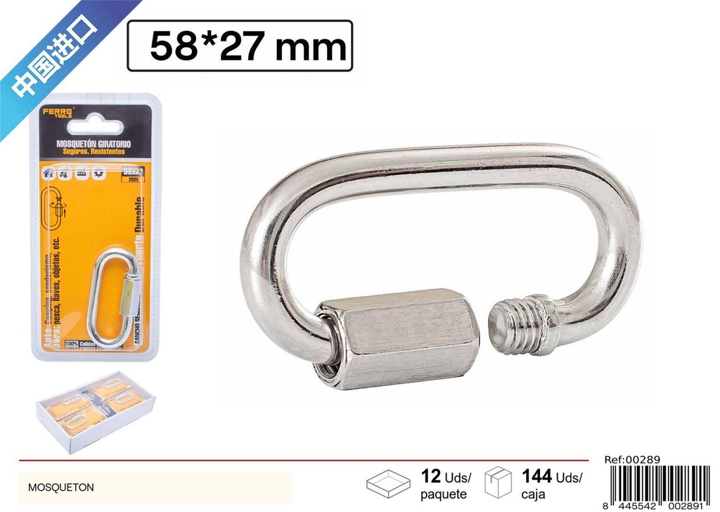 Mosquetón de hierro galvanizado 6# 58*27 mm - Accesorios de ferretería