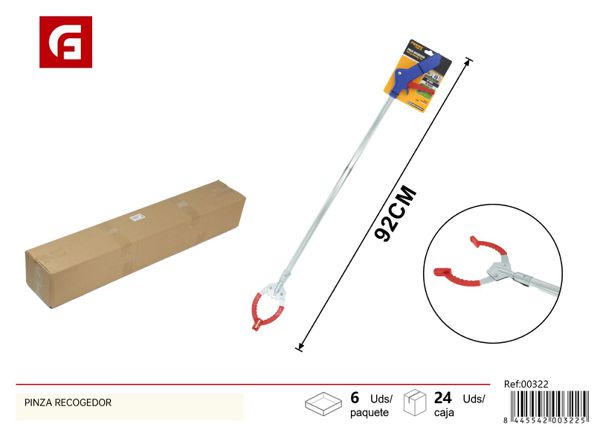 Pinza recogebasura aluminio 92cm para limpieza