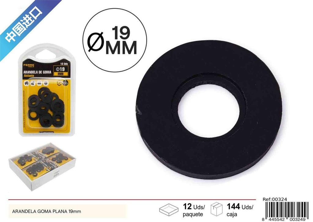 Arandela de goma plana negra 19 mm - Accesorios de fontanería