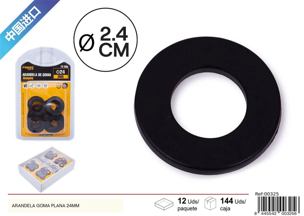 Arandela de goma plana negra 24mm 15 pcs - Accesorios de fontanería