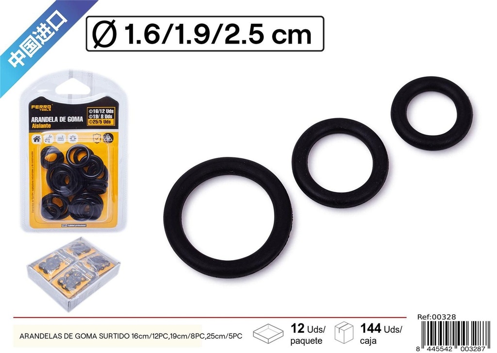 Arandelas de goma surtidas (varios tamaños) - Accesorios de ferretería