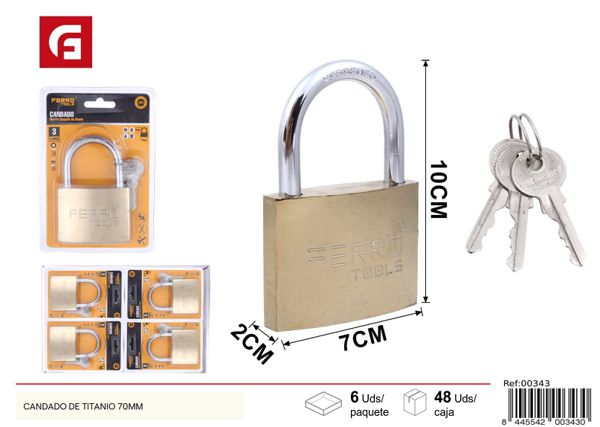 Candado de titanio 70mm para seguridad y protección