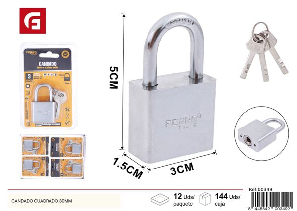 Candado cuadrado 30mm para seguridad