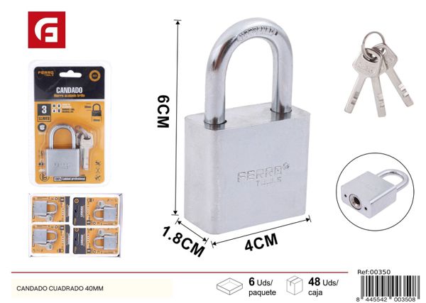 Candado cuadrado 40mm para seguridad