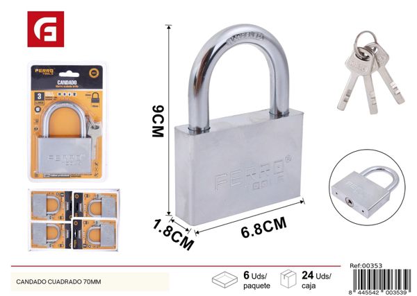 Candado cuadrado de 70mm para seguridad