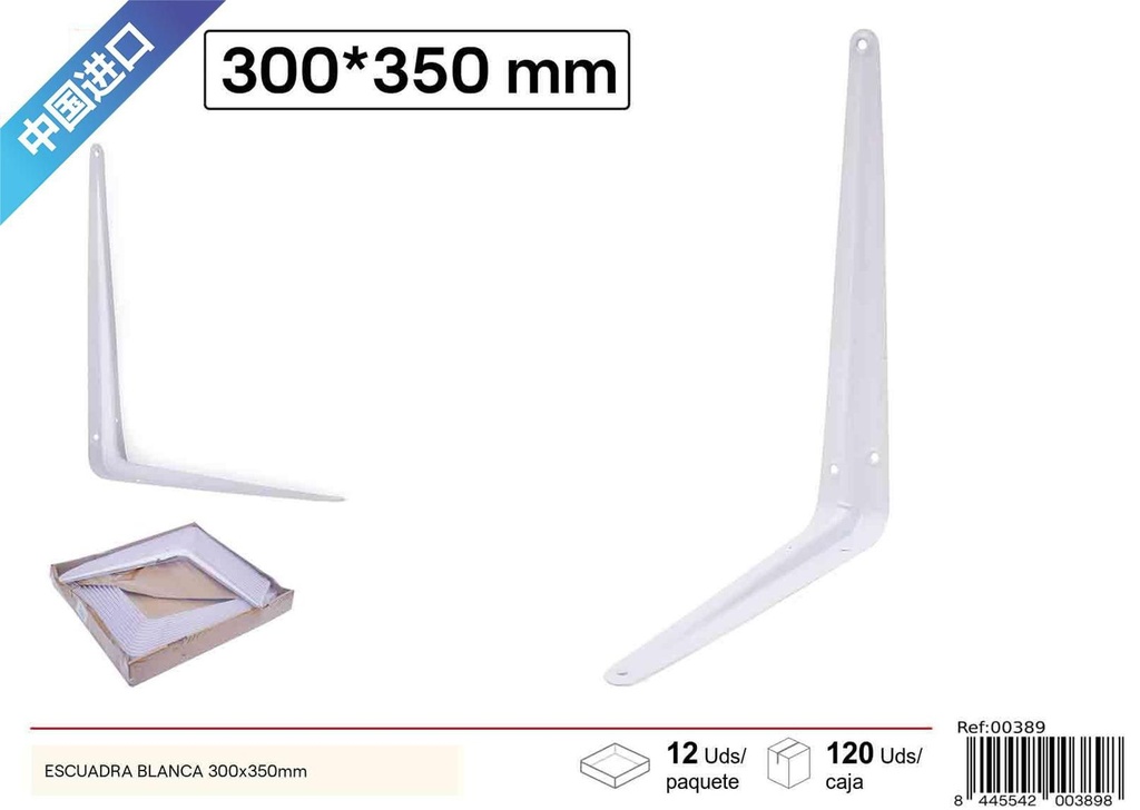 Escuadra blanca 300x350mm para soporte