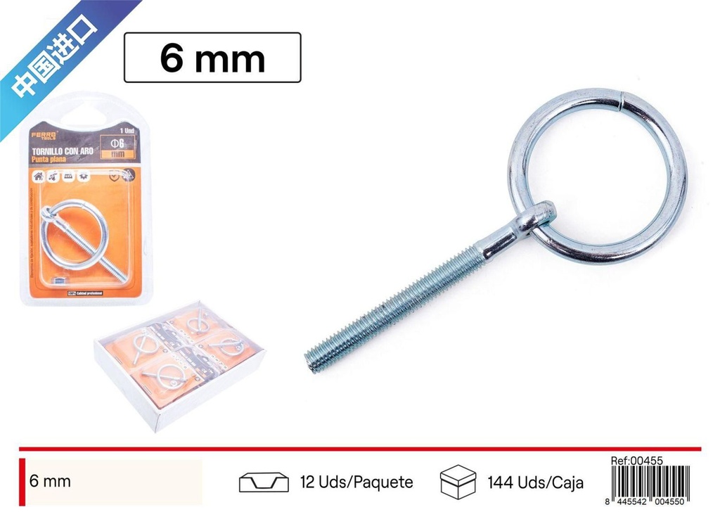 Tornillo tuerca con anilla 6# - Herrajería y accesorios