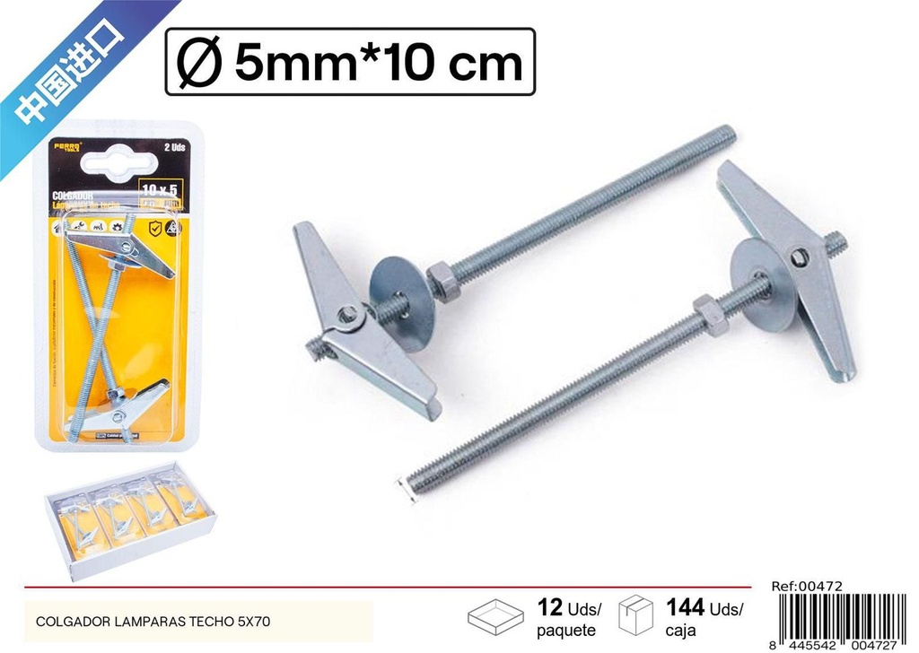 Colgador tipo lámpara I mariposa 5x70mm - Accesorios de ferretería