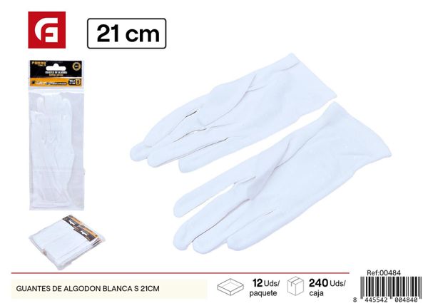 Guantes de algodón blancos 21cm para trabajo