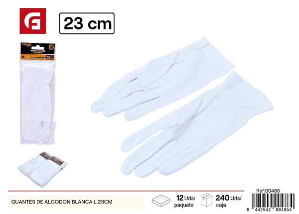 Guantes de algodón blancos L 23cm para protección y trabajo