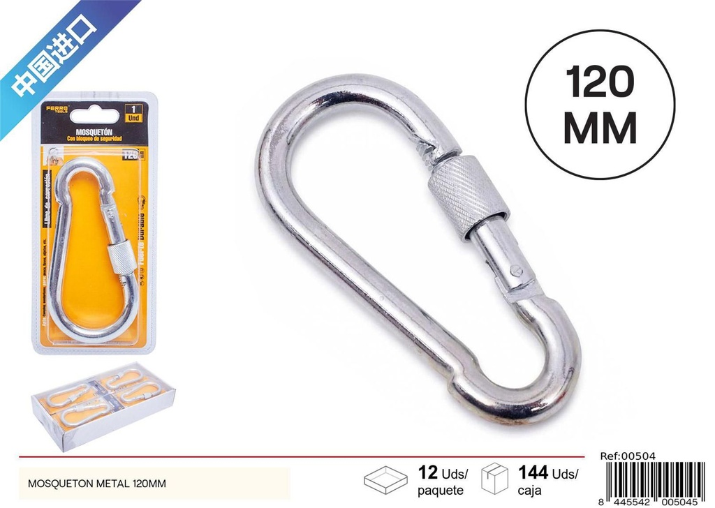 Mosquetón de metal con cerradura 120mm (1PC) - Herramientas de ferretería
