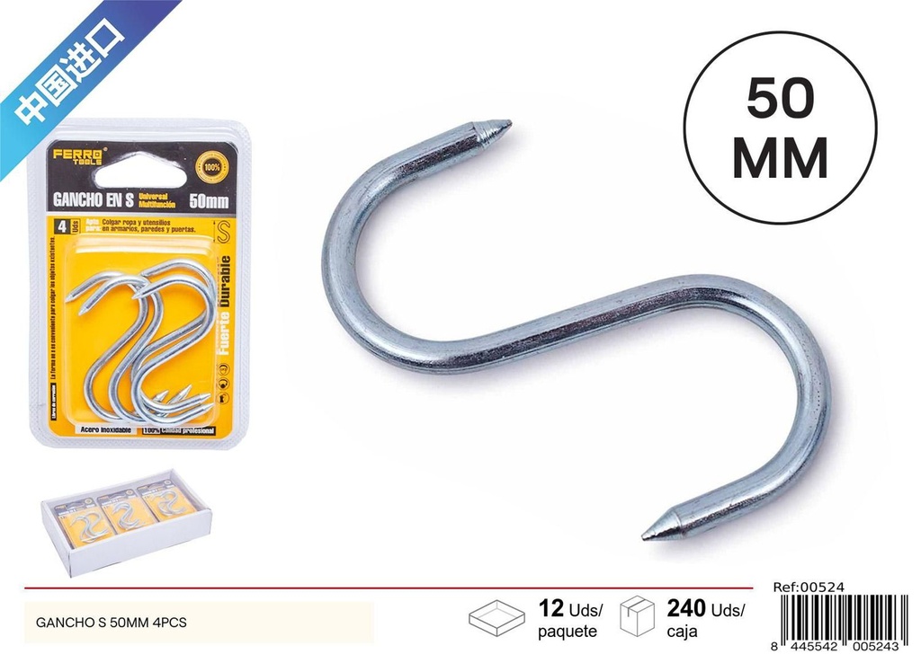 Gancho S 50 mm 4 pcs - Ganchos colgadores