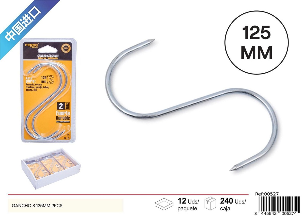 Gancho S puntiagudo 125 mm (set de 2) - Accesorios de ferretería