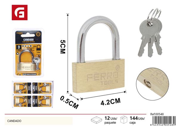 Candado de latón 50mm para seguridad y protección