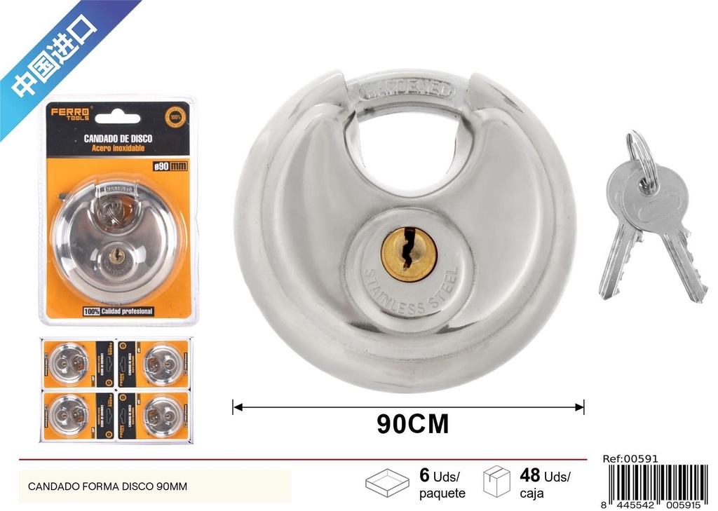 Candado forma disco 90 mm - Accesorios de ferretería