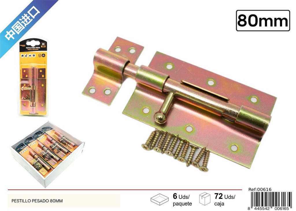 Pestillo pesado 80mm - Herrajes y accesorios