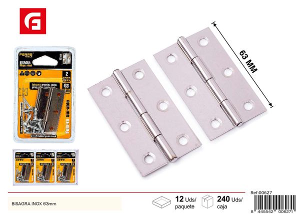 Bisagra inoxidable 63mm para puertas