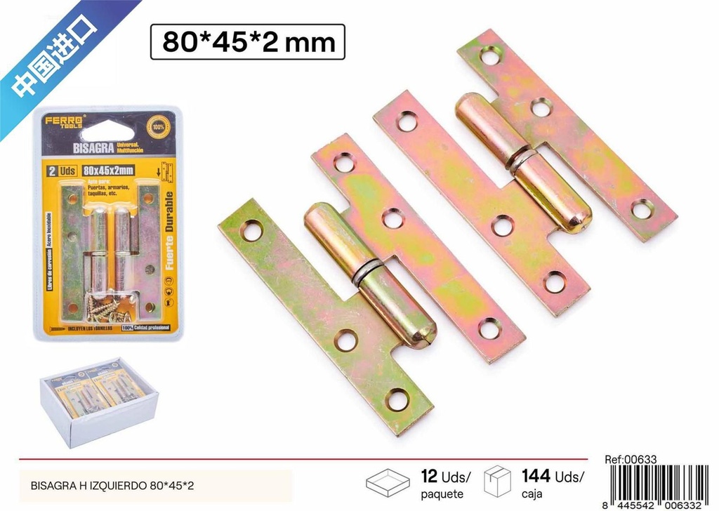 Bisagra H Izquierdo 80x45x2 cm - Accesorios de ferretería