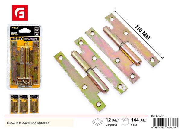 Bisagra H izquierdo 110x55x2.5mm para puertas