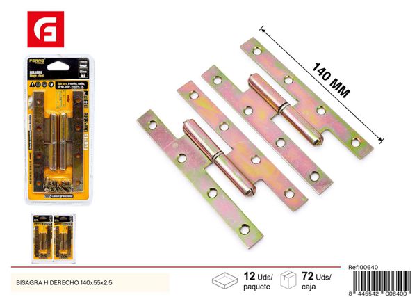 Bisagra H derecha 140x55x2.5 herrajes para puertas