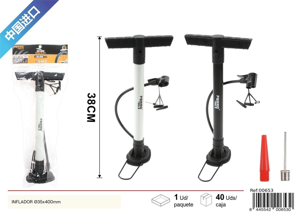 Inflador de bicicleta Ø35x400 mm - Accesorios de bicicleta