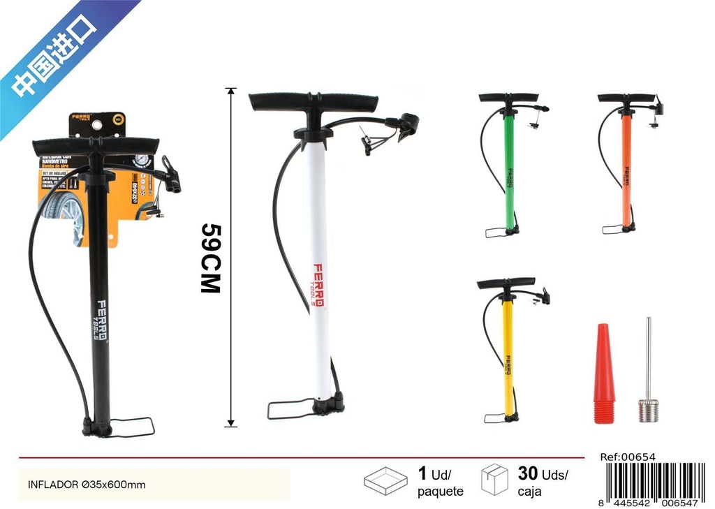 Inflador para bicicleta Ø35x600mm herramienta de reparación
