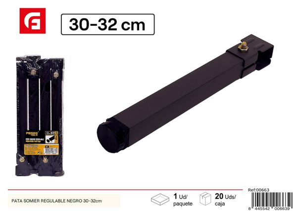 Pata de somier regulable negra 30-32cm para muebles