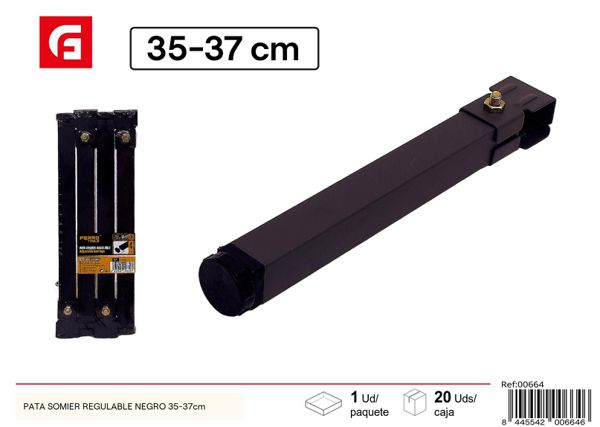 Pata de somier regulable negra 35-37cm para cama y muebles