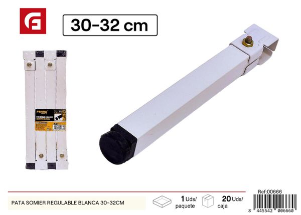 Pata de somier regulable blanca 30-32cm para muebles