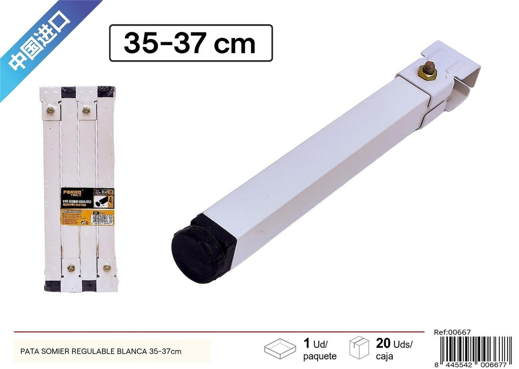 Pata somier regulable blanca 35-37 cm - Ferretería y accesorios de muebles