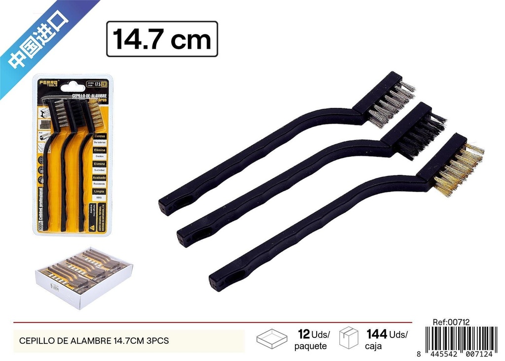 Set de cepillo de alambre 3 pcs 14.7 cm - Herramientas de ferretería