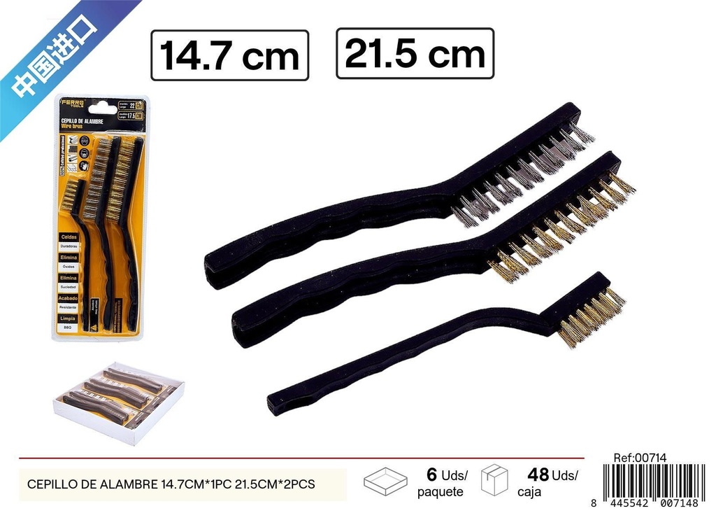 Cepillo de alambre de 3 pcs (dos grandes y uno pequeño) - Herramientas de limpieza