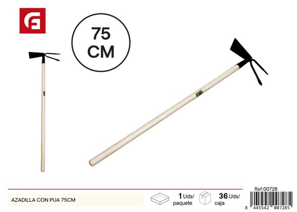 Azadilla con púa 75cm mango de madera para jardinería