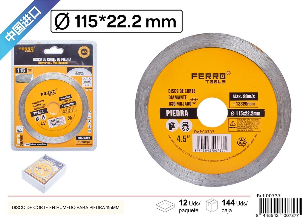 Disco diamantado piedra 115 mm - Herramientas de corte 