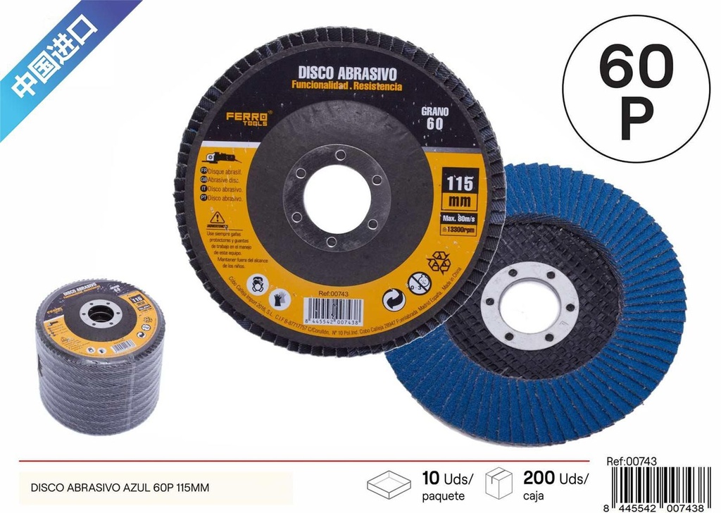 Disco abrasivo azul 60P 115mm para lijado y pulido