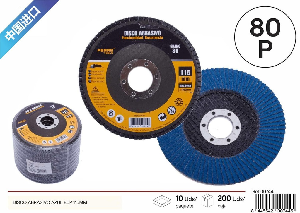 Disco abrasivo azul 80P 115mm para lijado y corte